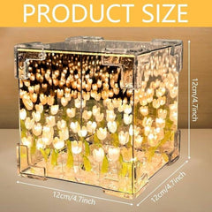 ✨ Handmade Crystal Tulip LED Lamp – Romantic Flower Night Light in Glass Cube ✨